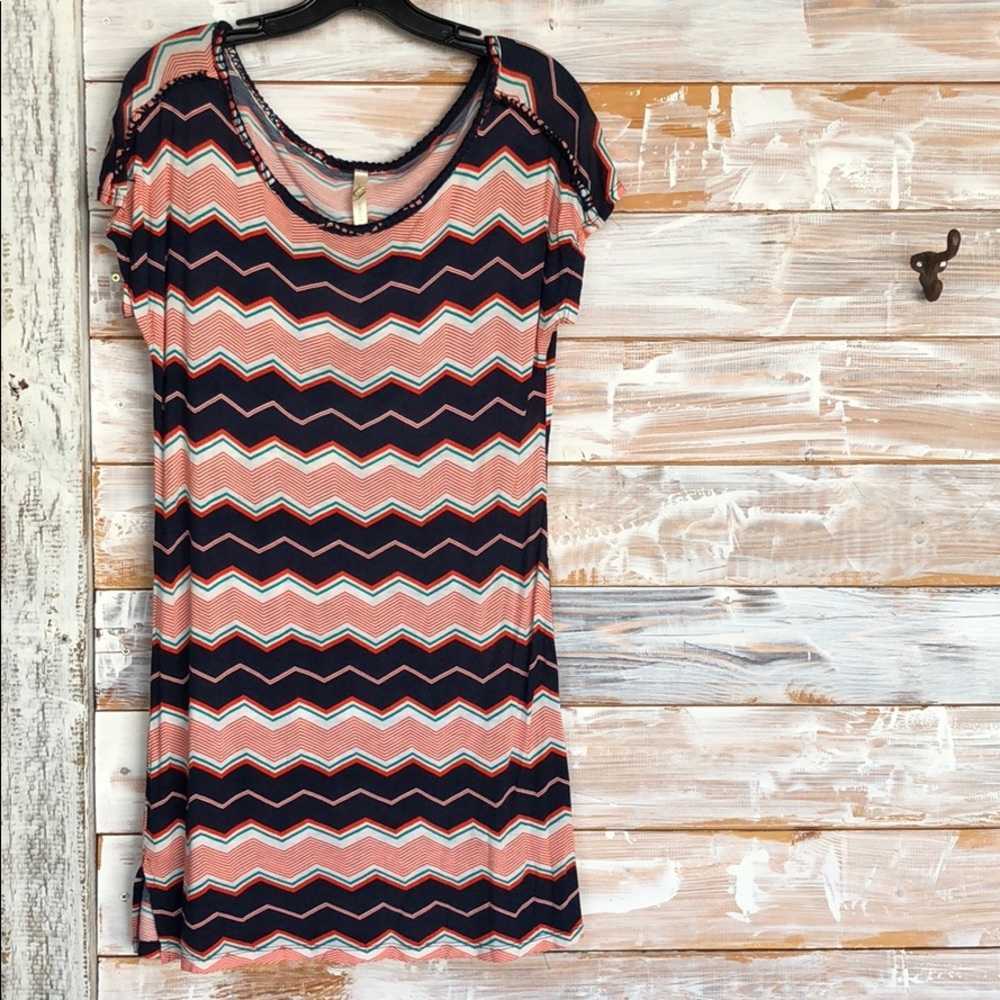 Chevron Jersey Knit Shirt Dress